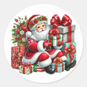 Weihnachtsmann-Sticker Runder Aufkleber