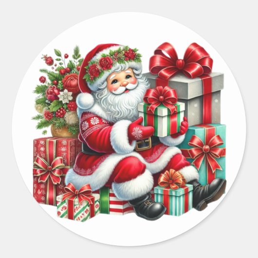 Weihnachtsmann-Sticker Runder Aufkleber (Vorderseite)