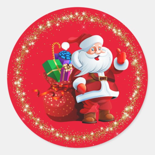 Weihnachtsmann-Sticker Runder Aufkleber (Vorderseite)
