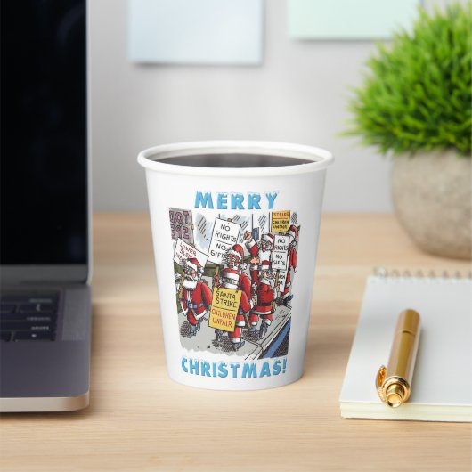 Weihnachtsmann Streik Frohe Weihnachten Papiertass Pappbecher (InSitu)