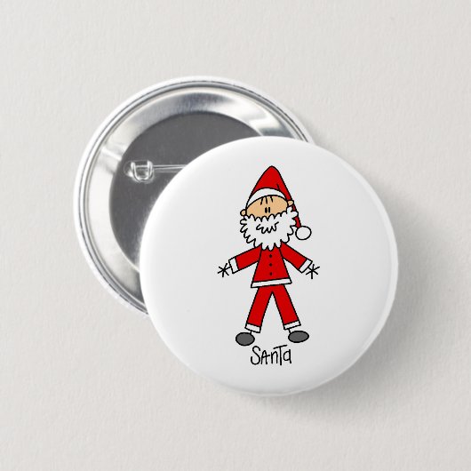 Weihnachtsmann-Strichmännchen-Knopf Button (Vorne & Hinten)