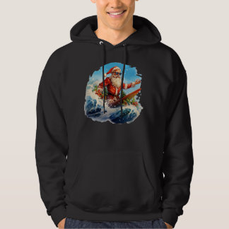 Weihnachtsmann surft zerschmetternde Wellen Hoodie
