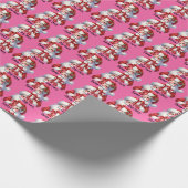 Weihnachtsmann Süß Fröhlich Mädchen Rosa Rote Gesc Geschenkpapier (Ecke)