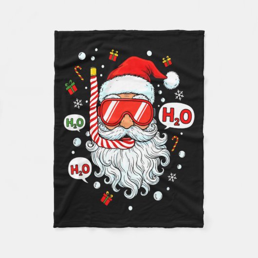Weihnachtsmann-Taucherausrüstung Lustiger Taucher Fleecedecke (Vorderseite)