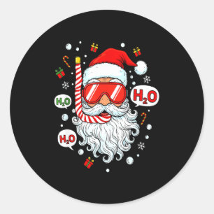 Weihnachtsmann-Taucherausrüstung Lustiger Taucher  Runder Aufkleber