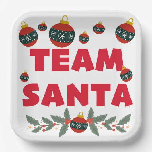 Weihnachtsmann-Team Pappteller (Vorderseite)