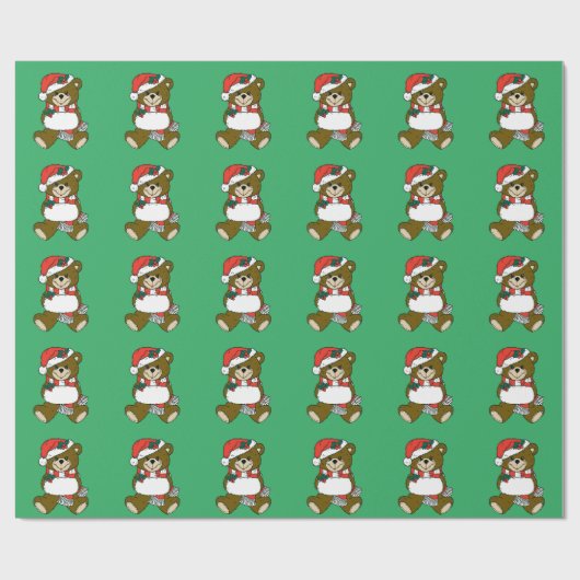 Weihnachtsmann-Teddy-Bär Kunst Geschenkpapier (Flach)