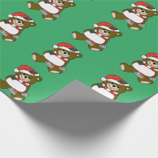 Weihnachtsmann-Teddy-Bär Kunst Geschenkpapier (Ecke)