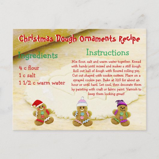 Weihnachtsmann Teig Ornament Rezept Postkarte (Vorderseite)