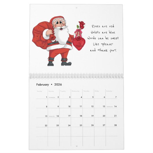 Weihnachtsmann themenorientiert kalender (Feb 2026)