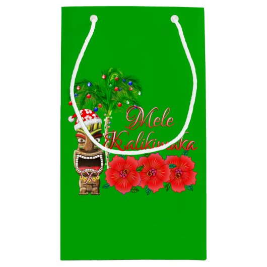 Weihnachtsmann Tiki Mele Kalikimaka Kleine Geschenktüte (Rückseite)