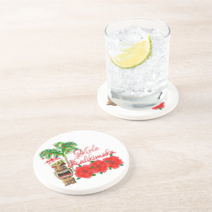 Weihnachtsmann Tiki Mele Kalikimaka Sandstein Untersetzer