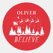 Weihnachtsmann - traditionelle rote Familie Runder Aufkleber (Vorderseite)