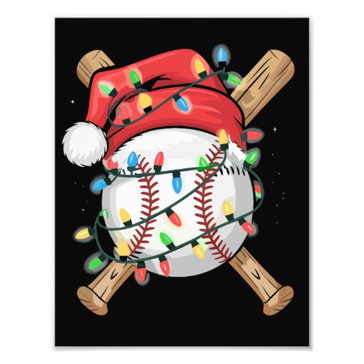 Weihnachtsmann trägt Baseballspieler zu Weihnachte Fotodruck (Vorne)