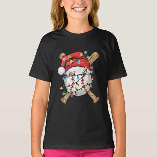Weihnachtsmann trägt Baseballspieler zu Weihnachte T-Shirt (Vorderseite)