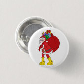 Weihnachtsmann trägt große gelbe Stiefel Button (Vorne & Hinten)