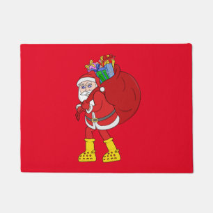 Weihnachtsmann trägt große gelbe Stiefel Fußmatte