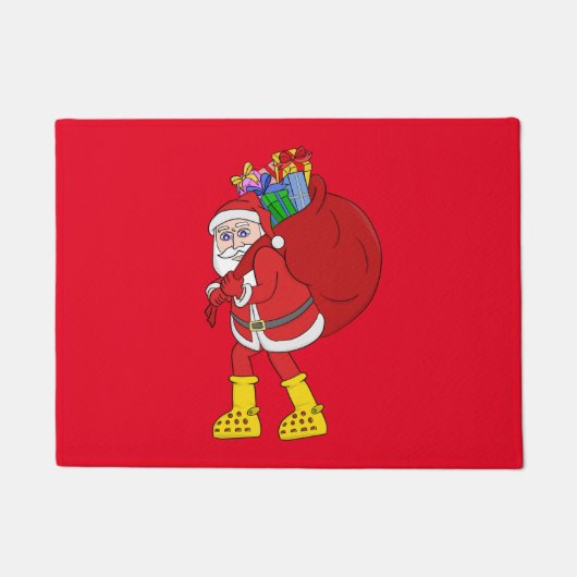 Weihnachtsmann trägt große gelbe Stiefel Fußmatte (Vorderseite)