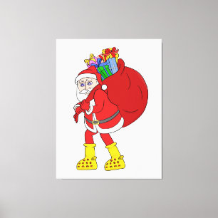 Weihnachtsmann trägt große gelbe Stiefel Leinwanddruck