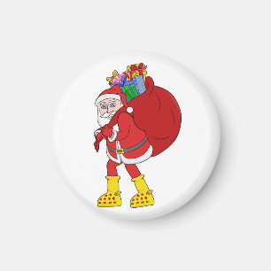 Weihnachtsmann trägt große gelbe Stiefel Magnet
