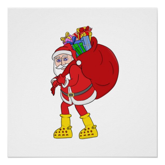 Weihnachtsmann trägt große gelbe Stiefel Poster (Vorderseite)