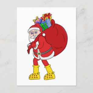 Weihnachtsmann trägt große gelbe Stiefel Postkarte