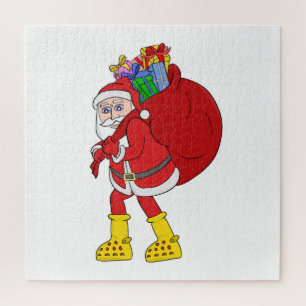 Weihnachtsmann trägt große gelbe Stiefel Puzzle