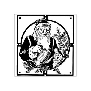 Weihnachtsmann trinken Kaffee Weihnachten Vintage Gummistempel