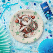 Weihnachtsmann Tritt Einen Weihnachtskranz Pappteller (Party)