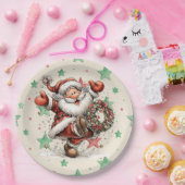 Weihnachtsmann Tritt Einen Weihnachtskranz Pappteller (Party)