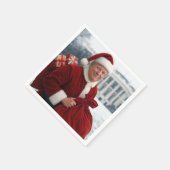 Weihnachtsmann Trump mit roter Geschenktasche Serviette (Ecke)