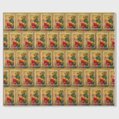 Weihnachtsmann über den Weihnachtsbaum Klassischer Geschenkpapier (Flach)