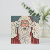 Weihnachtsmann Überrascht Einladung (Stehend Vorderseite)