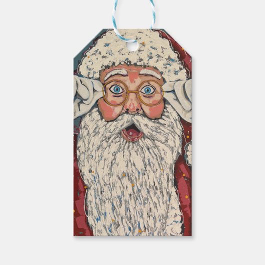 Weihnachtsmann überrascht geschenkanhänger (Vorderseite)