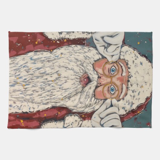 Weihnachtsmann überrascht geschirrtuch (Horizontal)