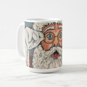 Weihnachtsmann überrascht kaffeetasse