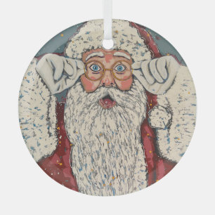 Weihnachtsmann Überrascht Ornament Aus Glas