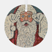 Weihnachtsmann Überrascht Ornament Aus Glas (Rückseite)