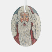 Weihnachtsmann Überrascht Ornament Aus Glas (Vorderseite links)