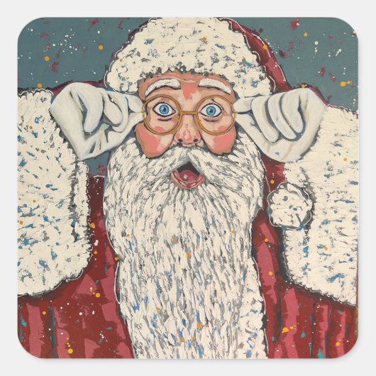 Weihnachtsmann überrascht quadratischer aufkleber (Vorderseite)