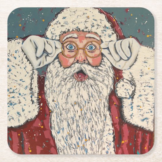 Weihnachtsmann überrascht rechteckiger pappuntersetzer (Vorderseite)
