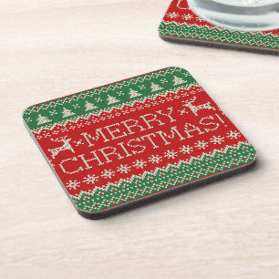 Weihnachtsmann Ugly Sweater Getränkeuntersetzer