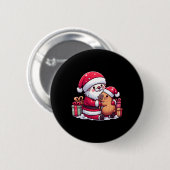 Weihnachtsmann umarmt Niedliches Capybara mit S Button (Vorne & Hinten)