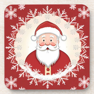 Weihnachtsmann umgeben von Schneeflocken Getränkeuntersetzer