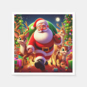 Weihnachtsmann und 2 Rentierbilder Serviette (Vorderseite)