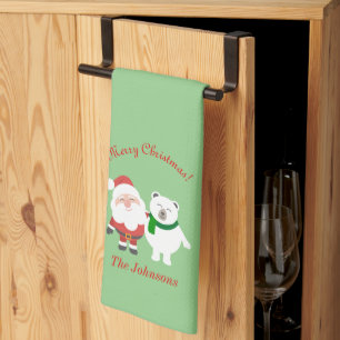 Weihnachtsmann- und Bär-Weihnachts-Küchenhandtuch Geschirrtuch
