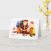 Weihnachtsmann und Bären feierlich Karte (Gelbe Blume)
