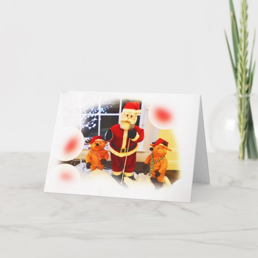 Weihnachtsmann und Bären feierlich Karte (Vorderseite)