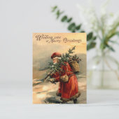 Weihnachtsmann und Baum Postkarte (Stehend Vorderseite)