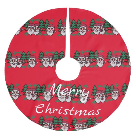 Weihnachtsmann und Bäume Thunder_Cove Polyester Weihnachtsbaumdecke (Vorderseite)